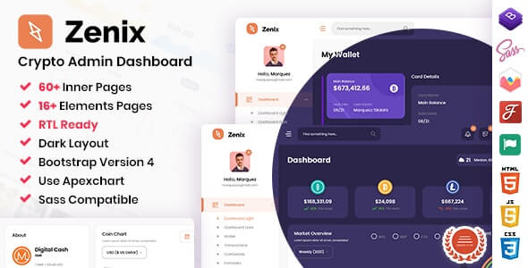 Zenix v1.0 - Crypto Bootstrap Admin Dashboard