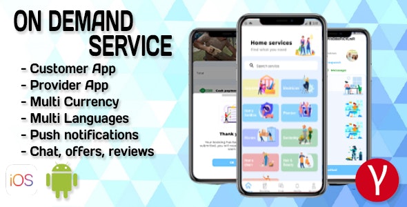 On Demand Service Solution v2.7 - 4 Apps - Flutter (iOS+Android)