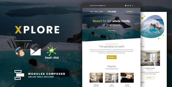 Xplore v1.0 - Responsive Email for Hotels, Booking & Traveling with Online Builder