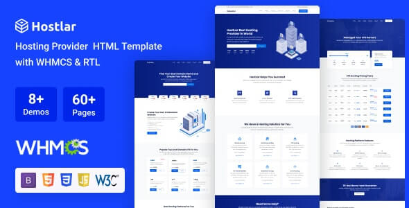 Hostlar v10.8.0 - Domain Hosting Provider HTML Template with WHMCS and RTL