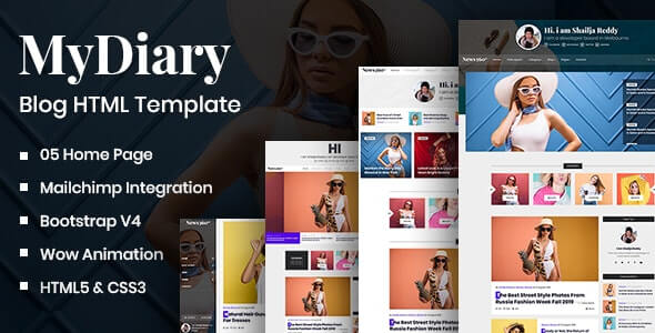 MyDiary v1.0 - Newspaper Magazine & Personal Blog HTML Template