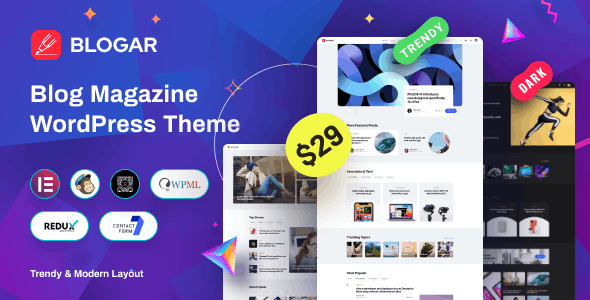 Blogar v1.0.2 - Blog Magazine WordPress Theme