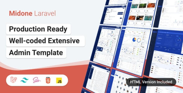 Midone v3.0.7 - Laravel 8 Admin Dashboard Template + HTML Version + XD Design File