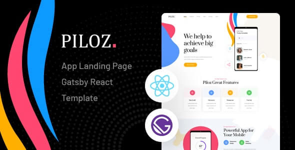 Piloz v1.0 - Gatsby React App Landing Page Template