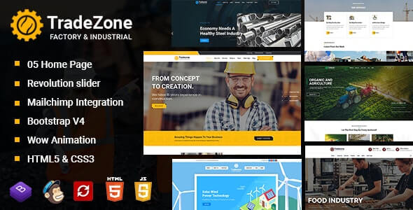 TradeZone v1.0 - Factory & Industrial One Page HTML Template