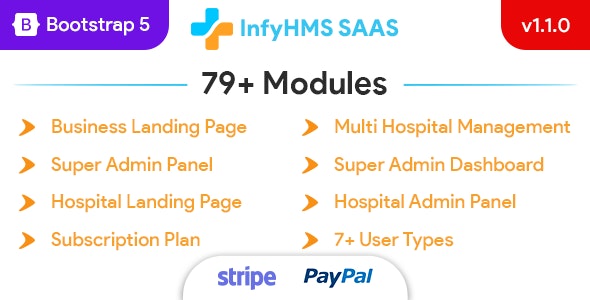 InfyHMS-Saas v1.1.0 - Laravel Multi Hospital Management System - Saas Hospital