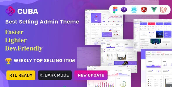 Cuba - Bootstrap 4 & 5 HTML, React, Angular 12, VueJS & Laravel Admin Dashboard Template (17 May 2021)