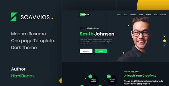 Scavvios v1.0 - One Page Parallax HTML5 Template