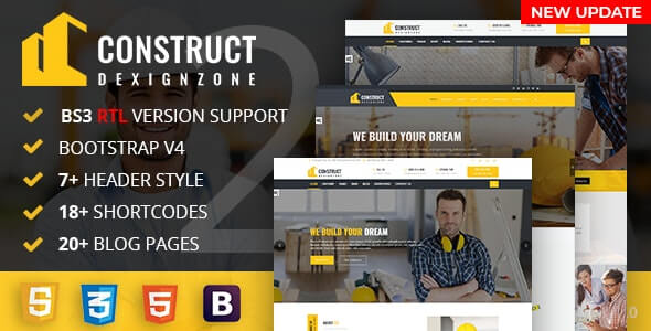 ConstructZilla v1.0 - Construction, Renovation & Building Bootstrap 4 Template With RTL Ready