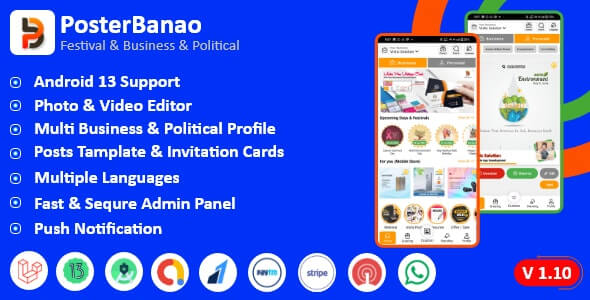 Poster Banao v1.10.1 - Poster Maker ,Festival & Business & Political , AdBanao Clone Poster Maker App