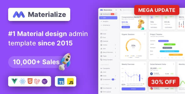 Materialize v12.1.0 - HTML & Laravel Material Design Admin Template