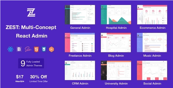 ZEST V1.1.0 Multi-Concept React Admin Template