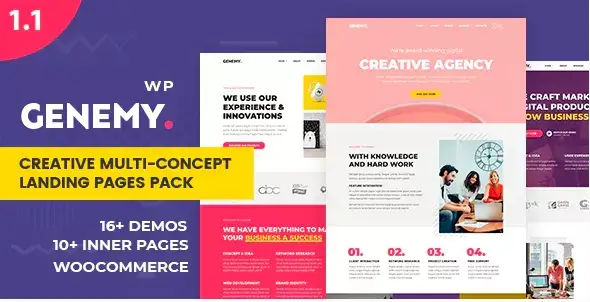 Genemy v1.5.6 - Creative Multi Concept Landing Pages Pack With Page Builder