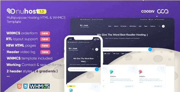 Nuhost v1.3 - Multipurpose Hosting HTML & WHMCS Template