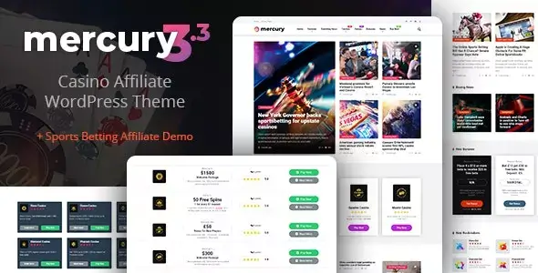 Mercury v3.6.3 - Gambling & Casino Affiliate WordPress Theme. News & Reviews