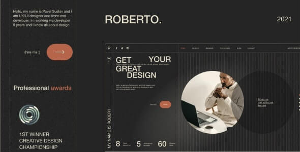 Roberto v1.0 - Onepage Horizontal Personal CV/Resume HTML Template