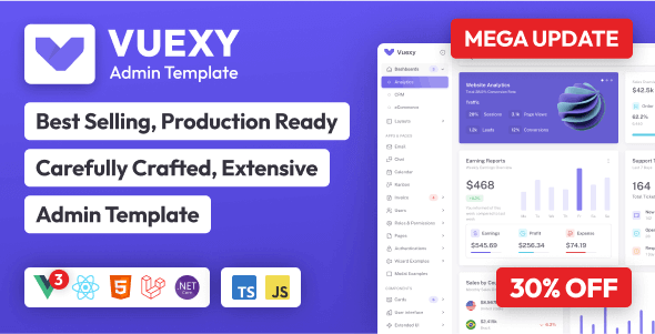 Vuexy v9.5.0 - Vuejs, React - Next.js, HTML, Laravel & Asp.Net Admin Dashboard Template